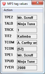 MP3 tag values