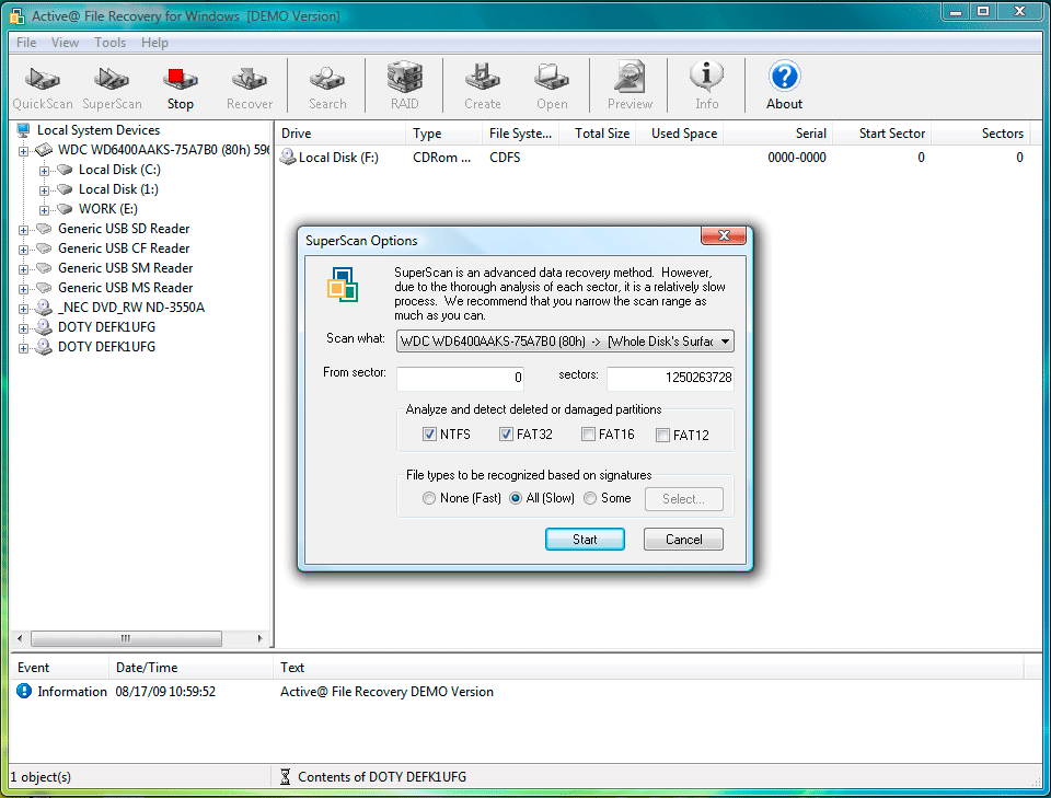 Run the SuperScan Options. Screenshot